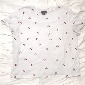 Rue 21 white cherry crop tee